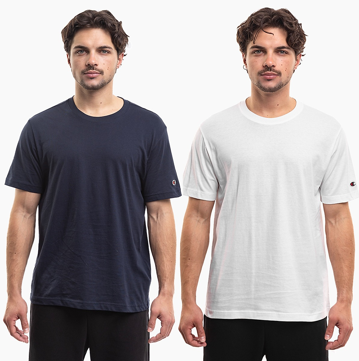 Heren T-shirt Champion Short Sleeve T-shirt 2-pak wit / marineblauw 220267 WW001