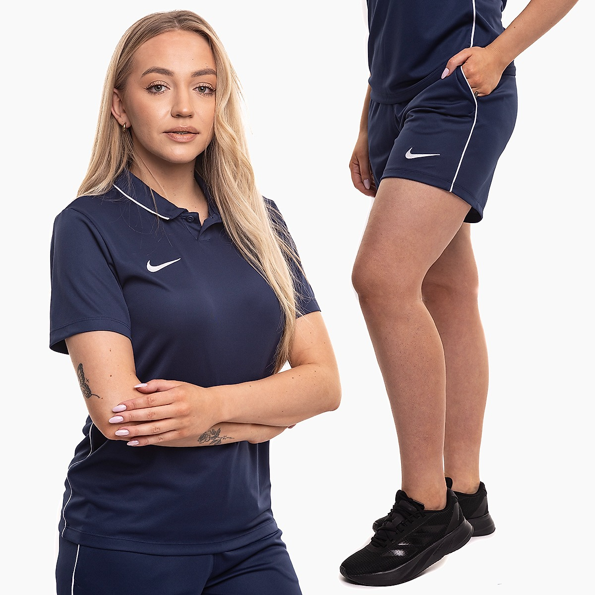 Nike dames sportset shirt shorts Dri Fit Park 26 Polo HM7150 410/HM7162 410