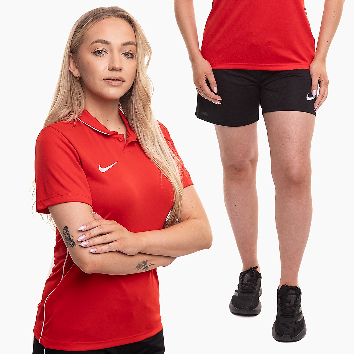 Nike dames sportset shirt shorts Dri Fit Park 26 Polo HM7150 657/HM7162 010